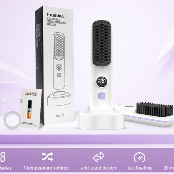 Portable Cordless Hair Straightener Brush for Travel, Built in Battery - Picture 2 of 6